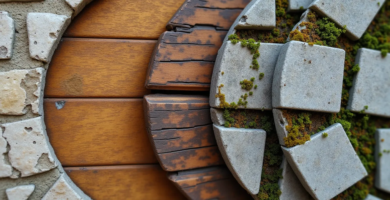 Makroaufnahme verschiedener historischer Oberflächen und Texturen in Deutschland