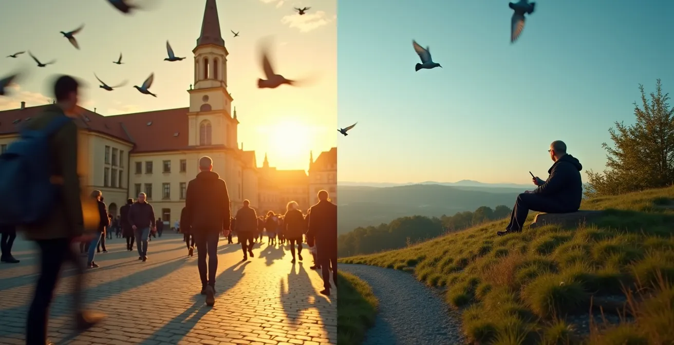 Kontrast zwischen städtischen Klängen und natürlicher Stille in Deutschland