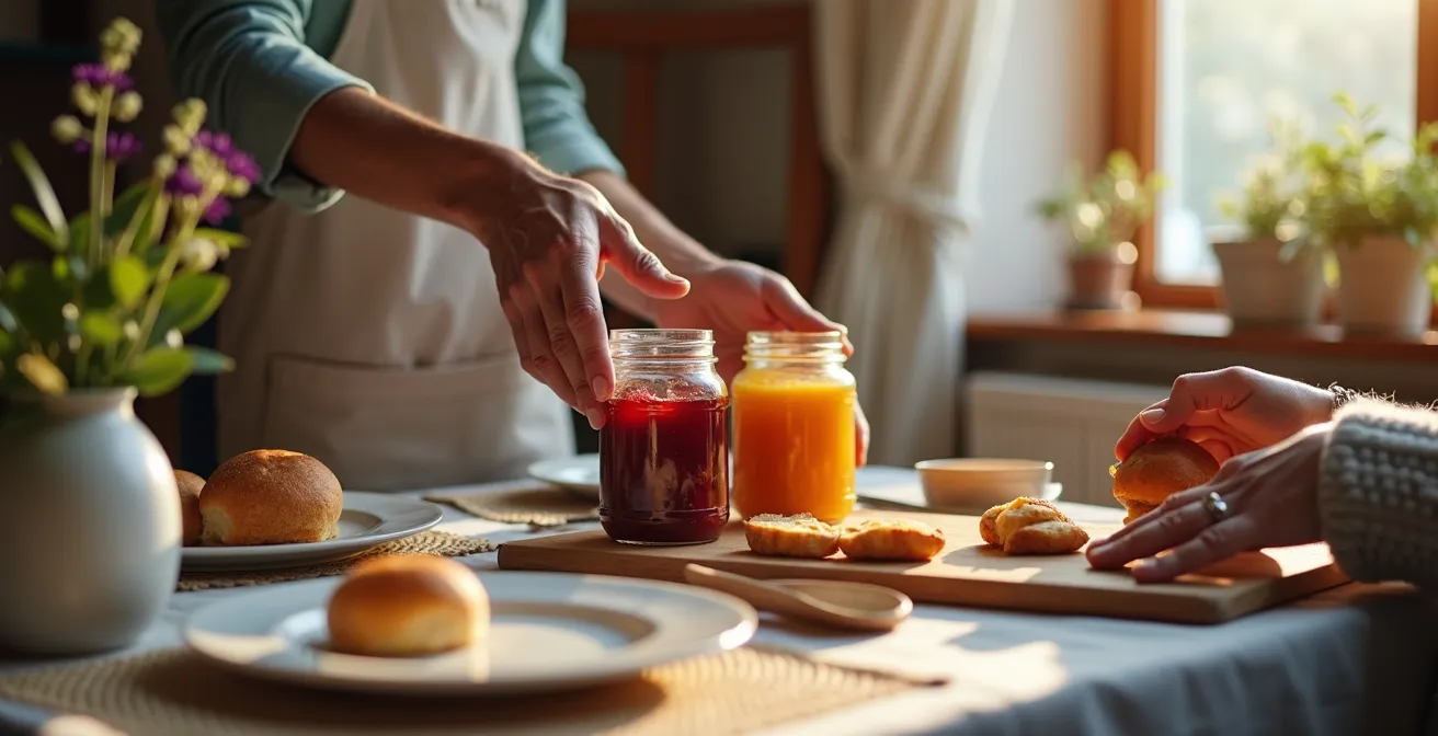 Gemütlicher Frühstücksraum einer kleinen deutschen Familienpension