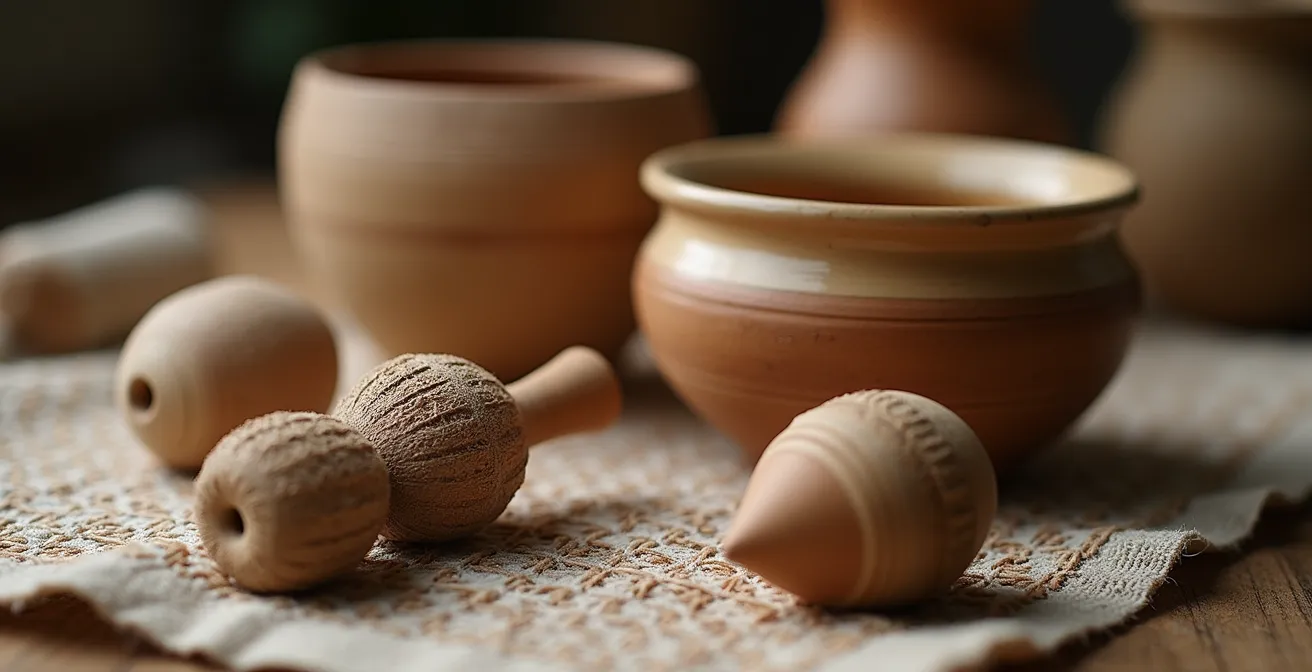 Detailaufnahme von handgefertigten lokalen Produkten auf einem deutschen Handwerksmarkt