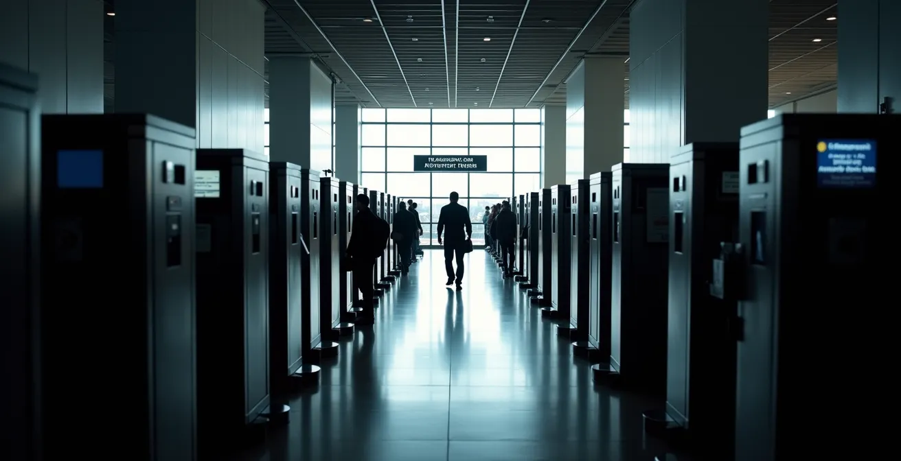 Reisende bei der Passkontrolle am deutschen Flughafen