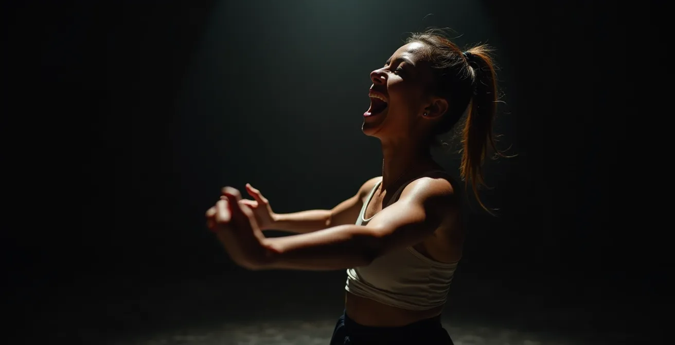 Moderne Tanztheater-Performance mit expressiven Körperbewegungen