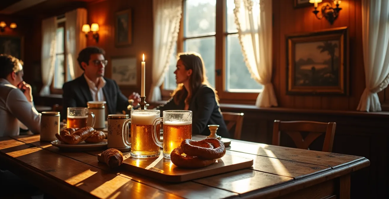 Gemütlicher Stammtisch in einem traditionellen deutschen Gasthof