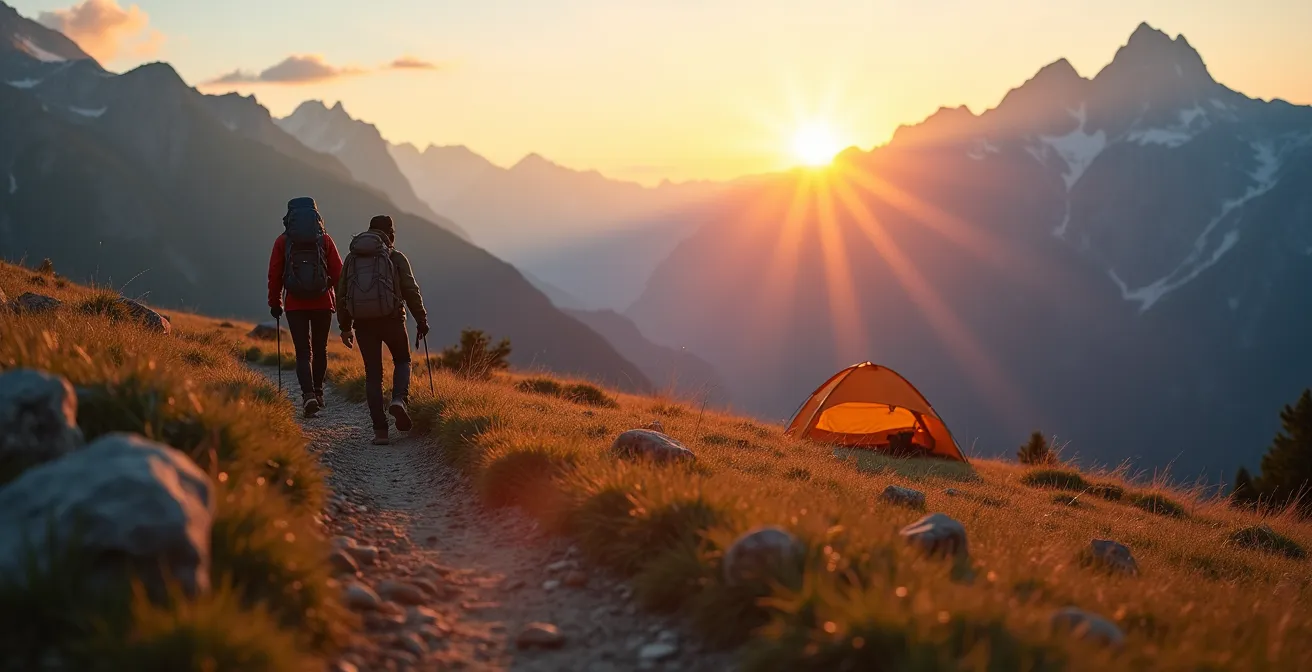 Camper bei Outdoor-Aktivitäten in deutscher Berglandschaft