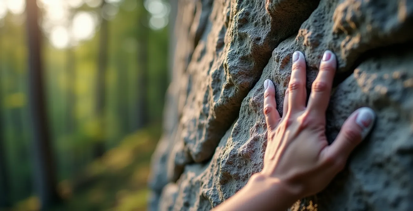 Spektakuläre Sandsteinfelsen der Sächsischen Schweiz, die von Kletterern bezwungen werden und die einzigartige Textur des Gesteins zeigen.