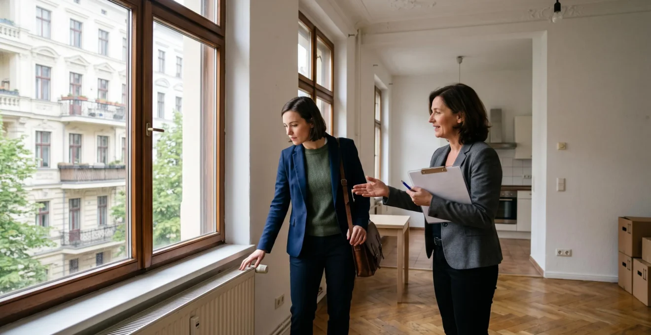 Zwei Fachkräfte unterschiedlicher Herkunft arbeiten gemeinsam an einem Stehtisch in einem modernen Coworking-Space und besprechen Projektunterlagen